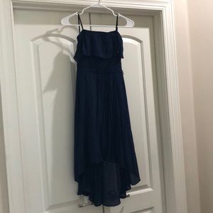 Navy Hi-Lo strapless dress